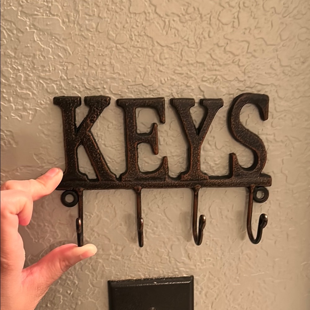 Vintage Bronze Wall Key Holder with Hooks